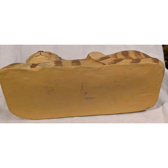 Cat Paper Mache Folk Art Hand Made Anthropomorphic Tabby Orange Kitty Primitive - Picture 9 of 16